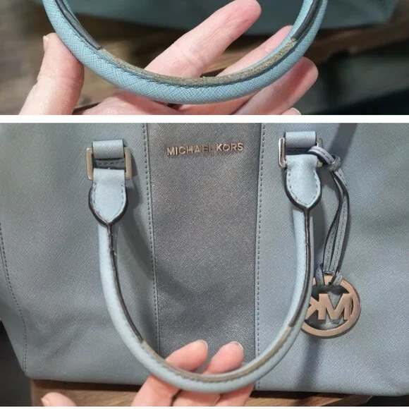 👉LAST CHANCE‼️ Michael Kors Sutton Metallic Silver Stripe Saffiano Satchel - Picture 6 of 16